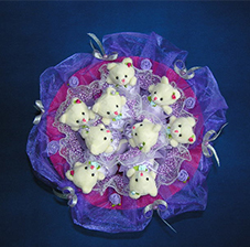 Зайки в розовом - букет из 5 зайчиков